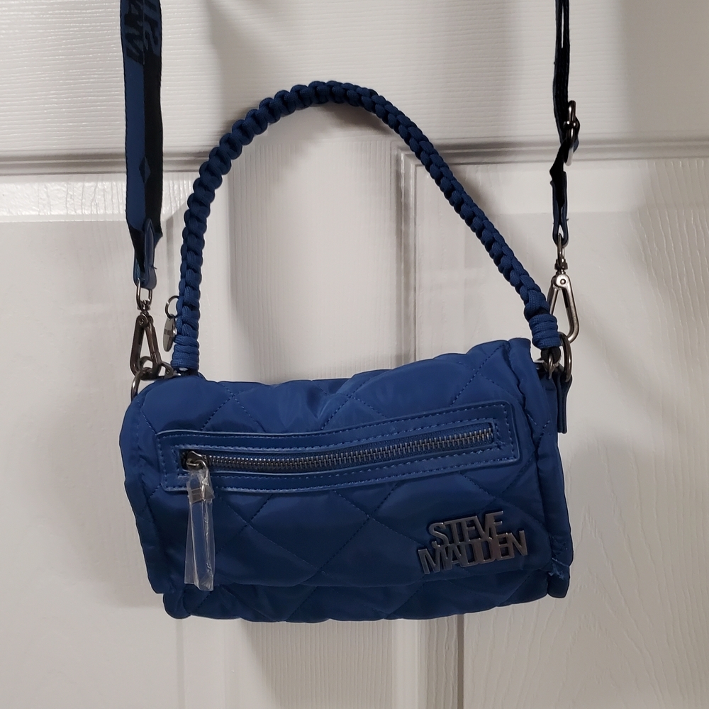 Nwot Steve Madden Blue Quilted Crossbody Bag With Coin Pouch - Picture 2 of 10